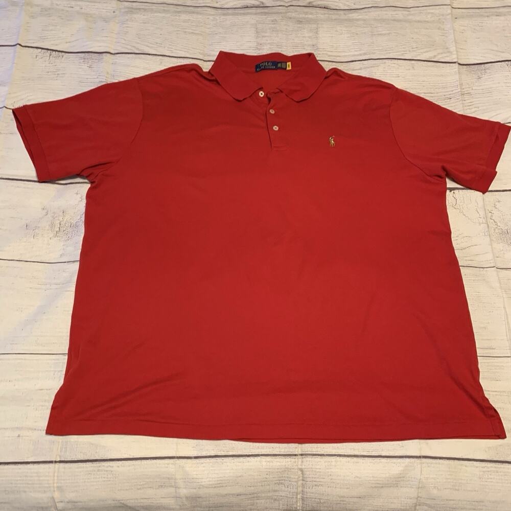 Polo Ralph Lauren Mens Size 2XB Polo Shirt Red Flesh Pony Short Sleeve
